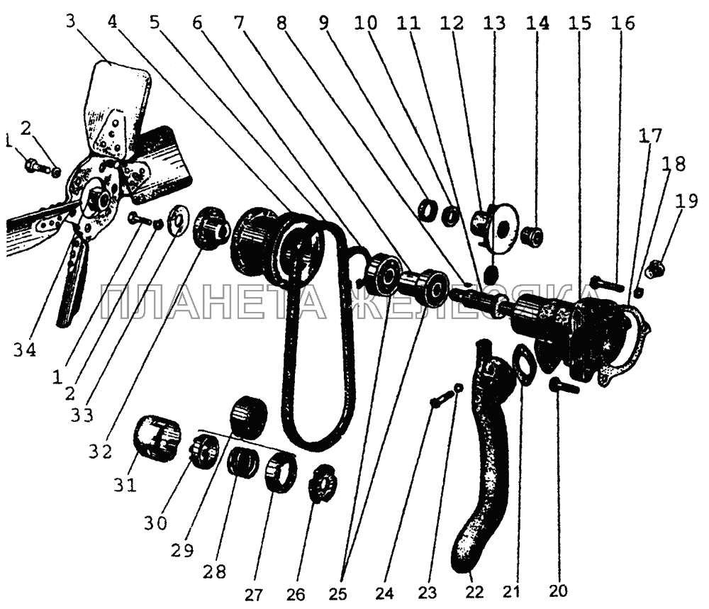 1307, 1308 Насос водяной и вентилятор МТЗ-80 (2002)